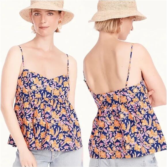 J. Crew Flowy Cotton Poplin Camisole Women's Large Painted Block Print Flowy Top - Picture 5 of 10